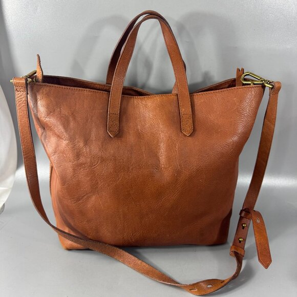 Madewell Brown Leather Top Handle Zipper Closure Satchel Shoulder Bag - Picture 1 of 14